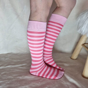 gyerek térdzokni rózsaszín csíkos