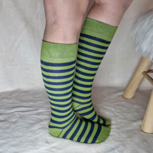 gyerek térdzokni zöld-kék csíkos