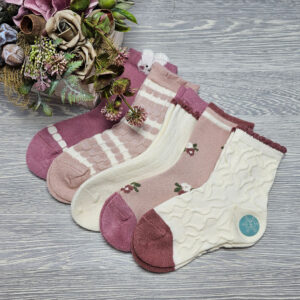 Lány VASTAG gyapjú virág mintás zokni 5 pár