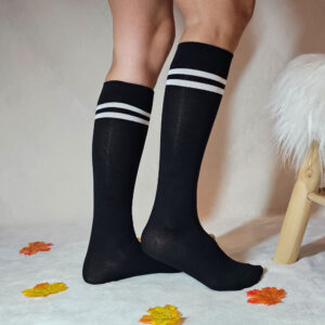 Női csíkos térdzokni NTP9860-FEKETE