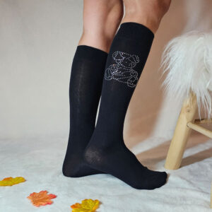 Női köves MACIS térdzokni-NTP9552-FEKETE