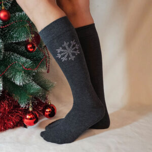 Női köves hópihés térdzokni-NTP9553-szürke