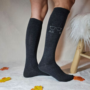 Női köves szemüveges térdzokni-NTP9552-szürke