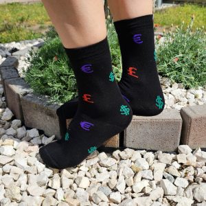 Euro-font-dollár pénz mintás zokni
