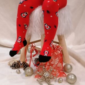 Mikulásos harisnyanadrág-pingvin-piros