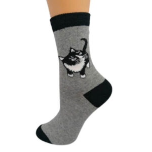 cicás zokni-szürke alap-fehér