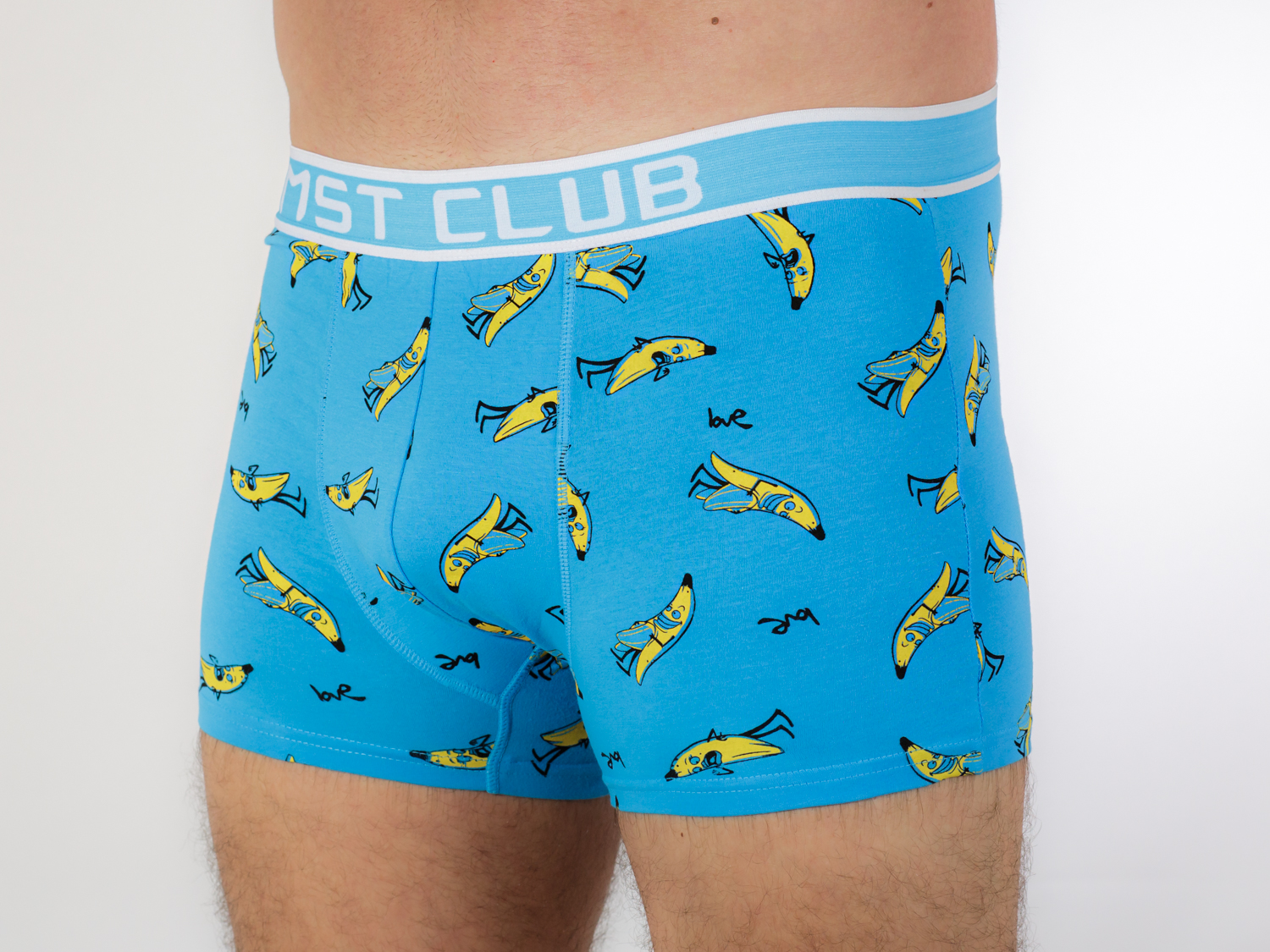 férfi boxer-banán mintás-világos kék