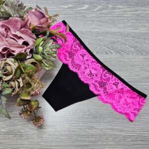 csipkés tanga fekete-pink