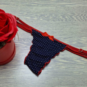 pántos tanga pöttyös kék-piros