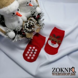mikulásos baby zokni rénszarvasos piros