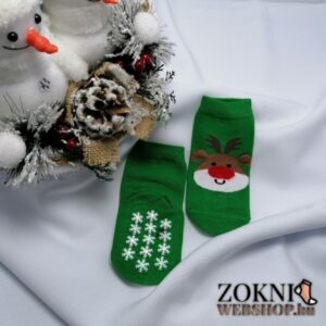 mikulásos baby zokni rénszarvasos zöld