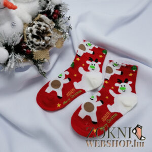 mikulásos gyerek zokni SG7826-fehér-maci