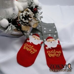 mikulásos gyerek zokni SGP7823 télapós szürke-piros