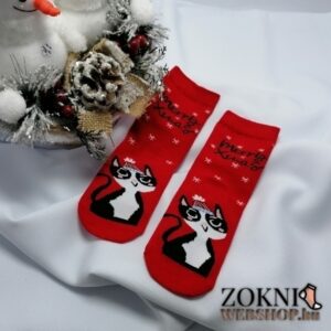 mikulásos gyerek zokni cicás