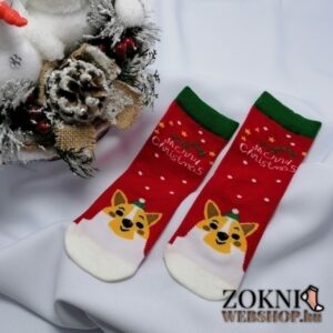 mikulásos gyerek zokni piros