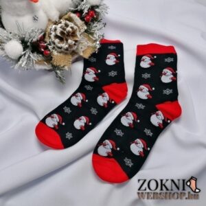 mikulásos női zokni SN6667 hóember fekete