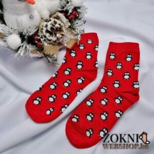mikulásos női zokni SN6667 pingvin