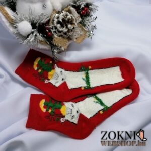 mikulásos női zokni róka piros