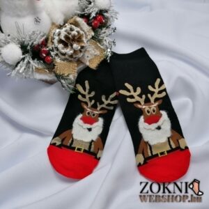 női mikulásos zokni rénszarvas fekete