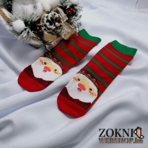 női mikulásos zokni télapó csíkos