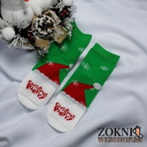 női mikulásos zokni télapó sapka zöld