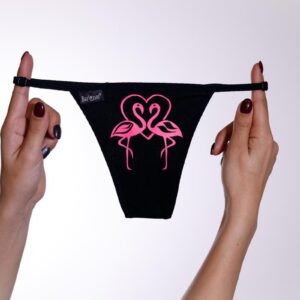 barones-pántos-tanga-flamingó mintás-fekete-pink