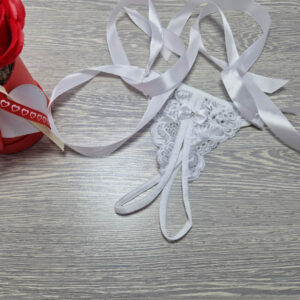 fehér nyitott csipkés tanga-megkötős