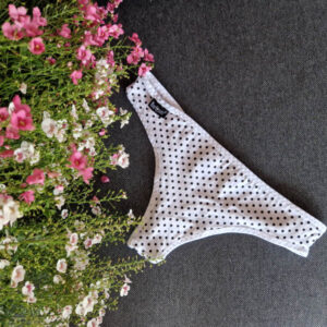 barones szegett szélű pamut tanga fehér fekete pöttyös