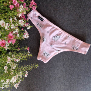 barones szegett szélű pamut tanga rózsaszín kutyás