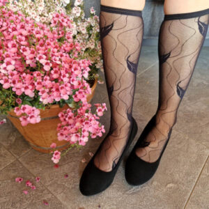 fekete mintás térdzokni