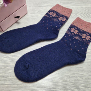 gyapjú zokni norvég mintás kék