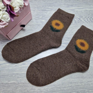 gyapjú zokni virág mintás melír barna