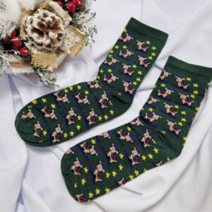 mikulásos zokni rénszarvas zöld