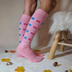 SZUNTEX norvég MINTÁS VASTAG TÉRDZOKNI-rózsaszín