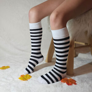 Szuntex FEKETE-FEHÉR csíkos gyerek térdzokni