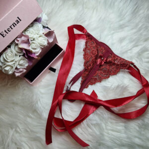 nyitott tanga bordó szalagos