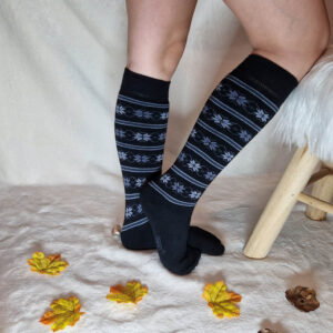 vastag térdzokni mintás fekete