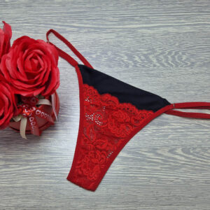pántos csipkés tanga piros