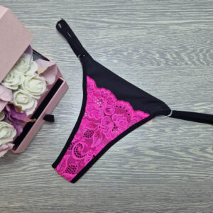 pántos tanga csipke pink fekete