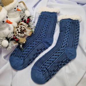 női zokni mamusz kötött acél kék