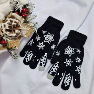 5 ujjas kesztyű fekete-hópihe