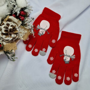 5 ujjas kesztyű piros-hóember