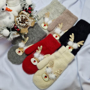 mikulásos-karácsonyi kesztyű rénszarvasos