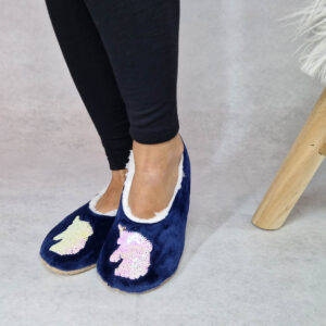 női flitteres mamusz kék