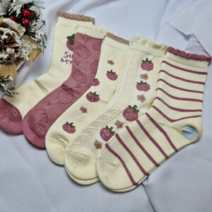 női vastag zokni eper mintás