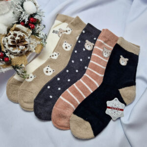 női vastag zsenilia zokni maci mintás