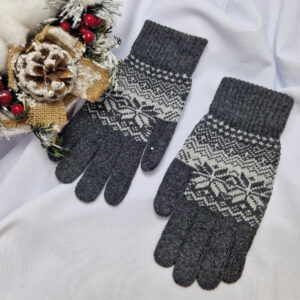 férfi kesztyű norvég mintás szürke