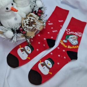 mikulásos-karácsonyi férfi zokni-piros