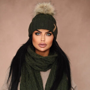 női kötött sapka zöld