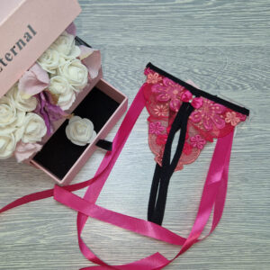 nyitott tanga pink fekete csipke